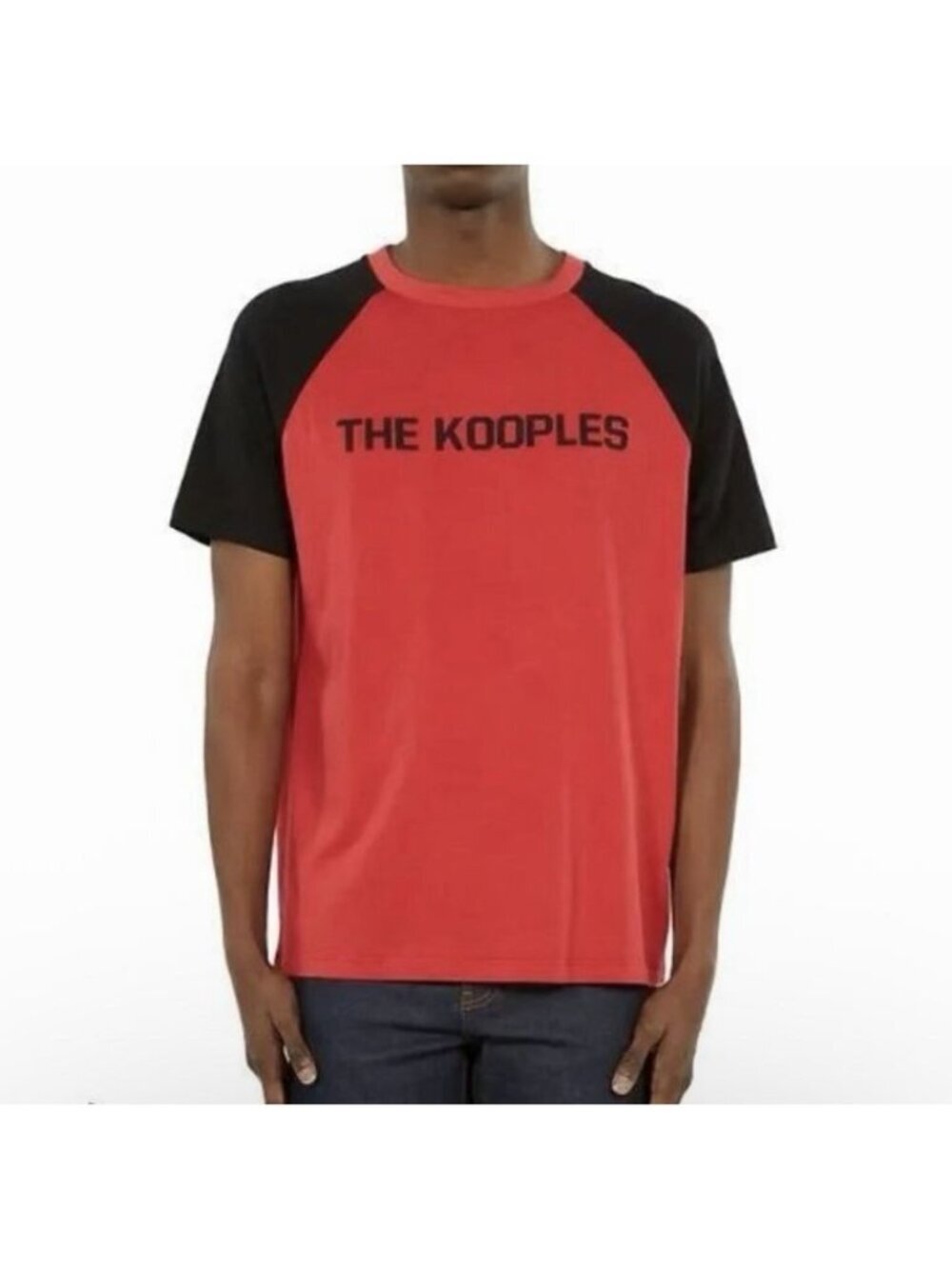 The Kooples Men's Shirt Tee T-Shirt Raglan Sleeve Red Black Logo Medium NWT